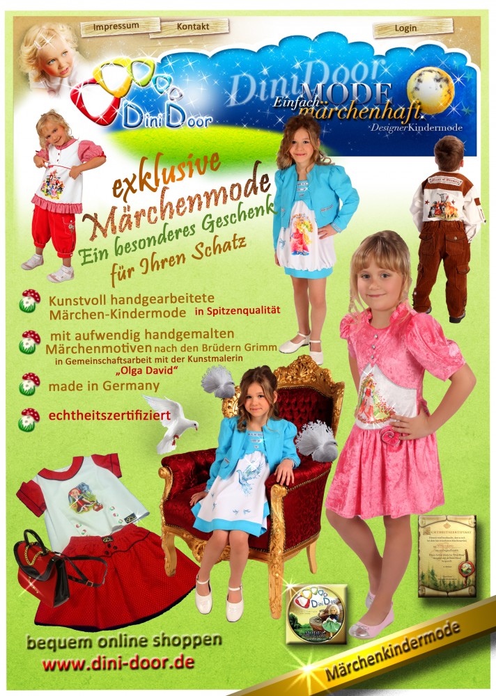 Bei DiniDoor aus Merseburg erhalten Sie exklusive - Märchen - Kinder - Mode.