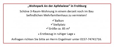 3-Raum-Wohnung in Frohburg zu vermieten! 85 qm, Erstbezug!