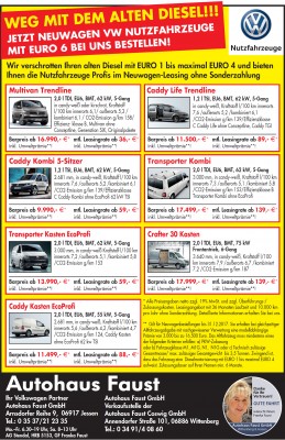 Weg mit dem alten Diesel: neue VW Nutzfahrzeuge bestellen